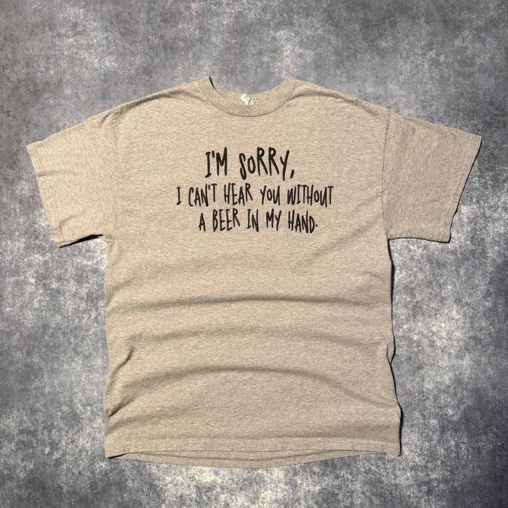 Vintage Funny Beer Graphic T Shirt Men's XL Gray Humor Text Sarcastic